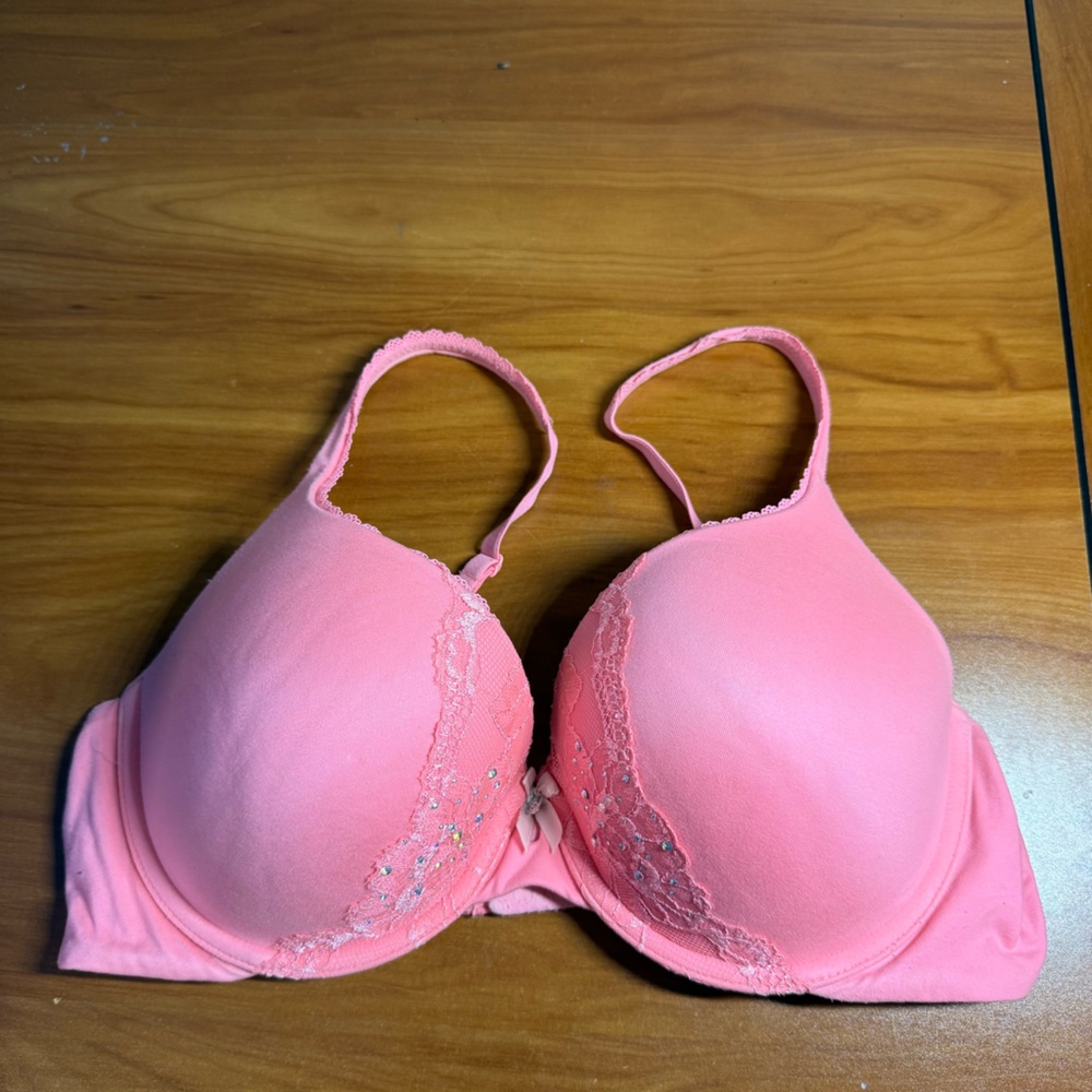 Body by Victoria Padded Perfect‎ Coverage Neon Pink Lace Detail Bra 36D